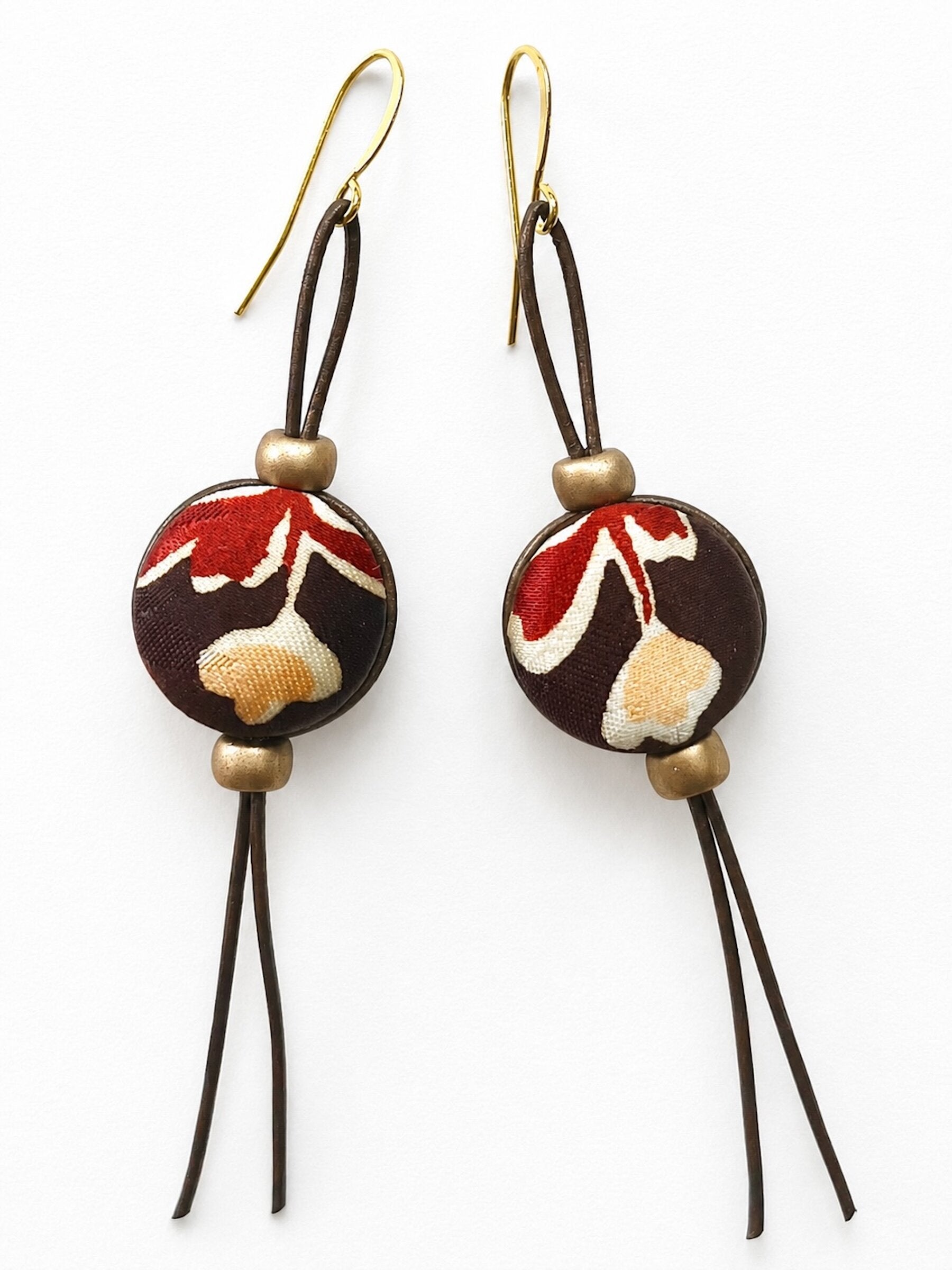 Russet & Gold Vintage Silk Earrings