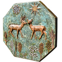 Dear Deer Ceramic Wall Sculpture Tile in Turquoise
