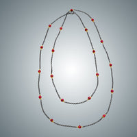 Ruby, Vermeil & Oxidized Silver Necklace