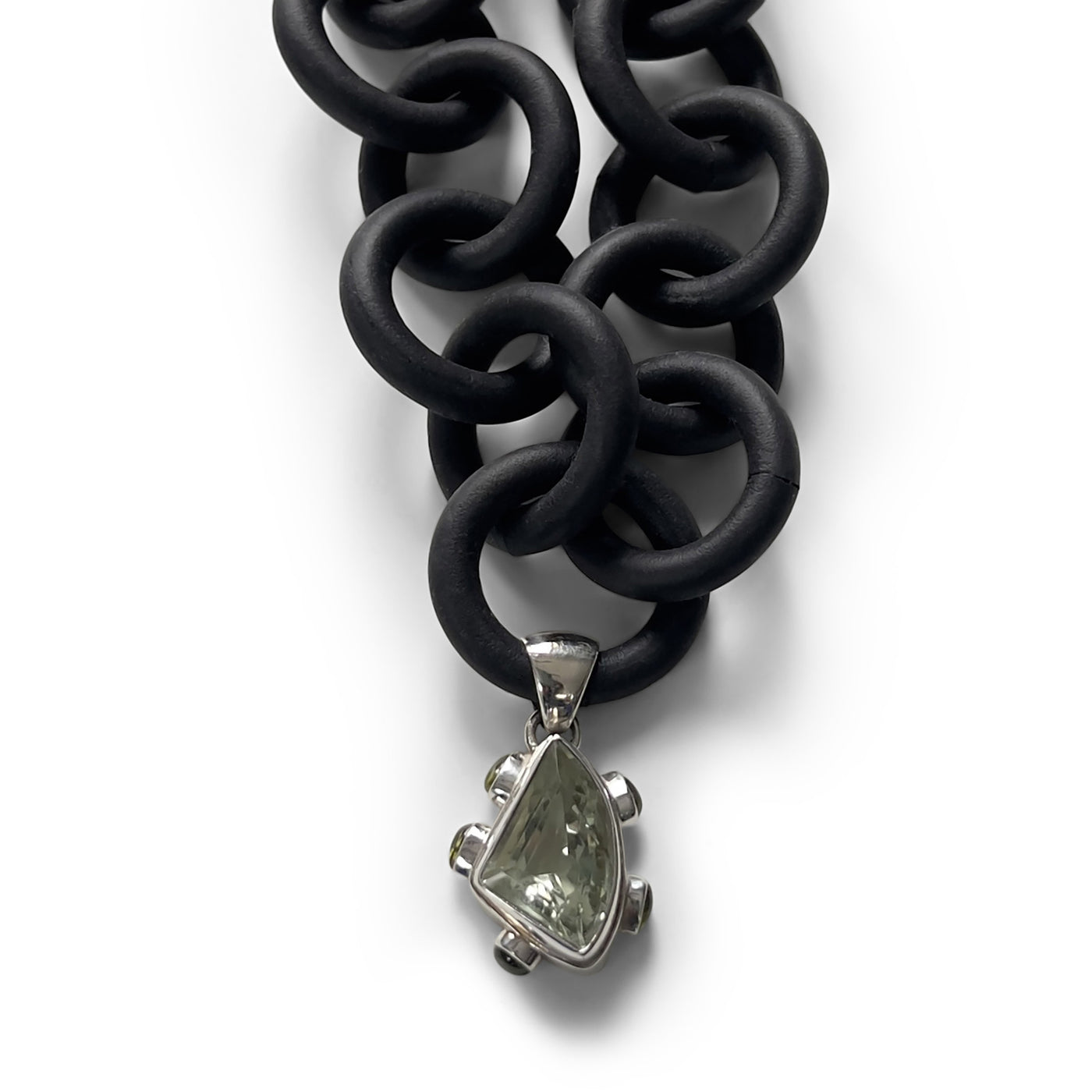 Green Amethyst and Peridot Freeform Pendant