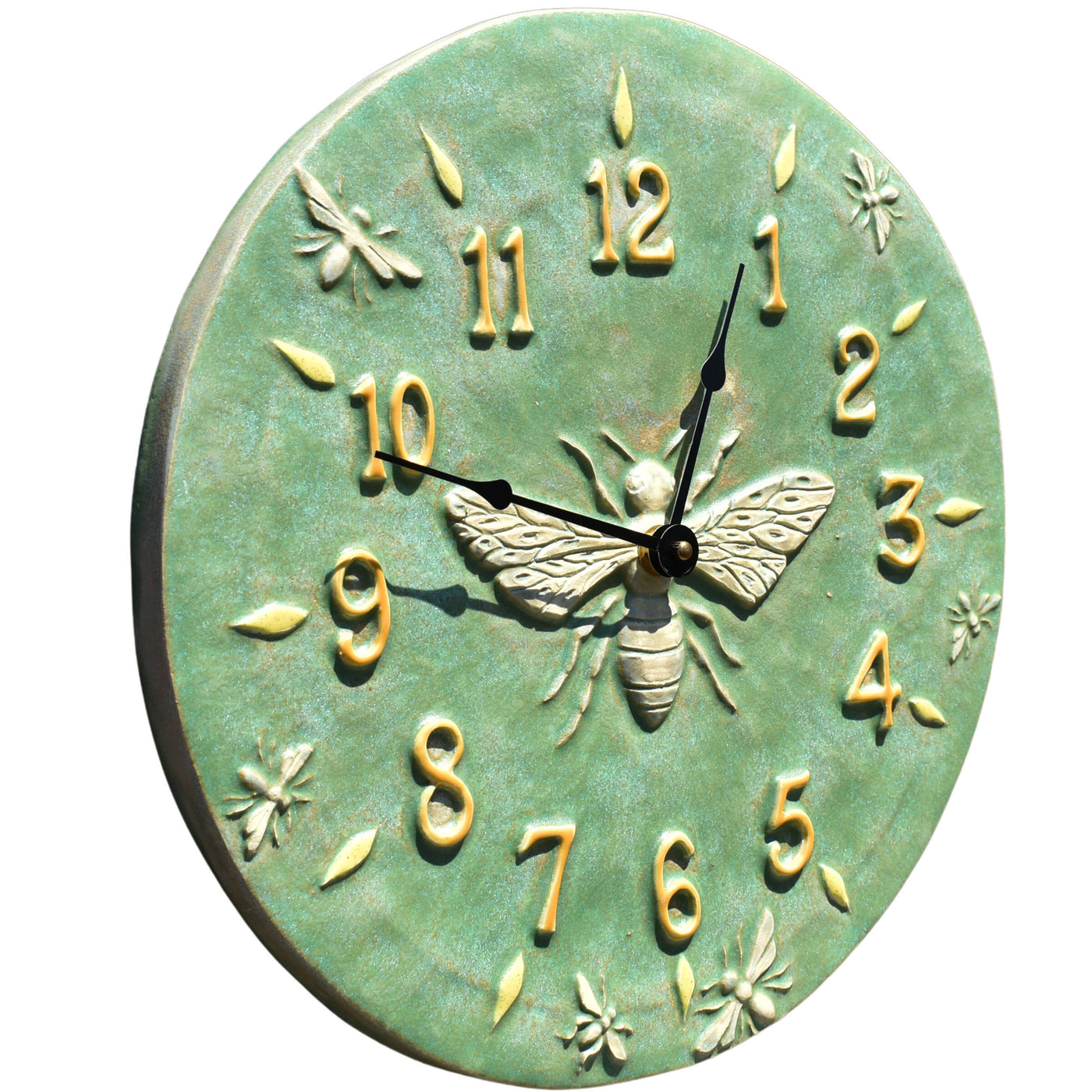 Honeybee Wall Clock in Patina Green & Amber