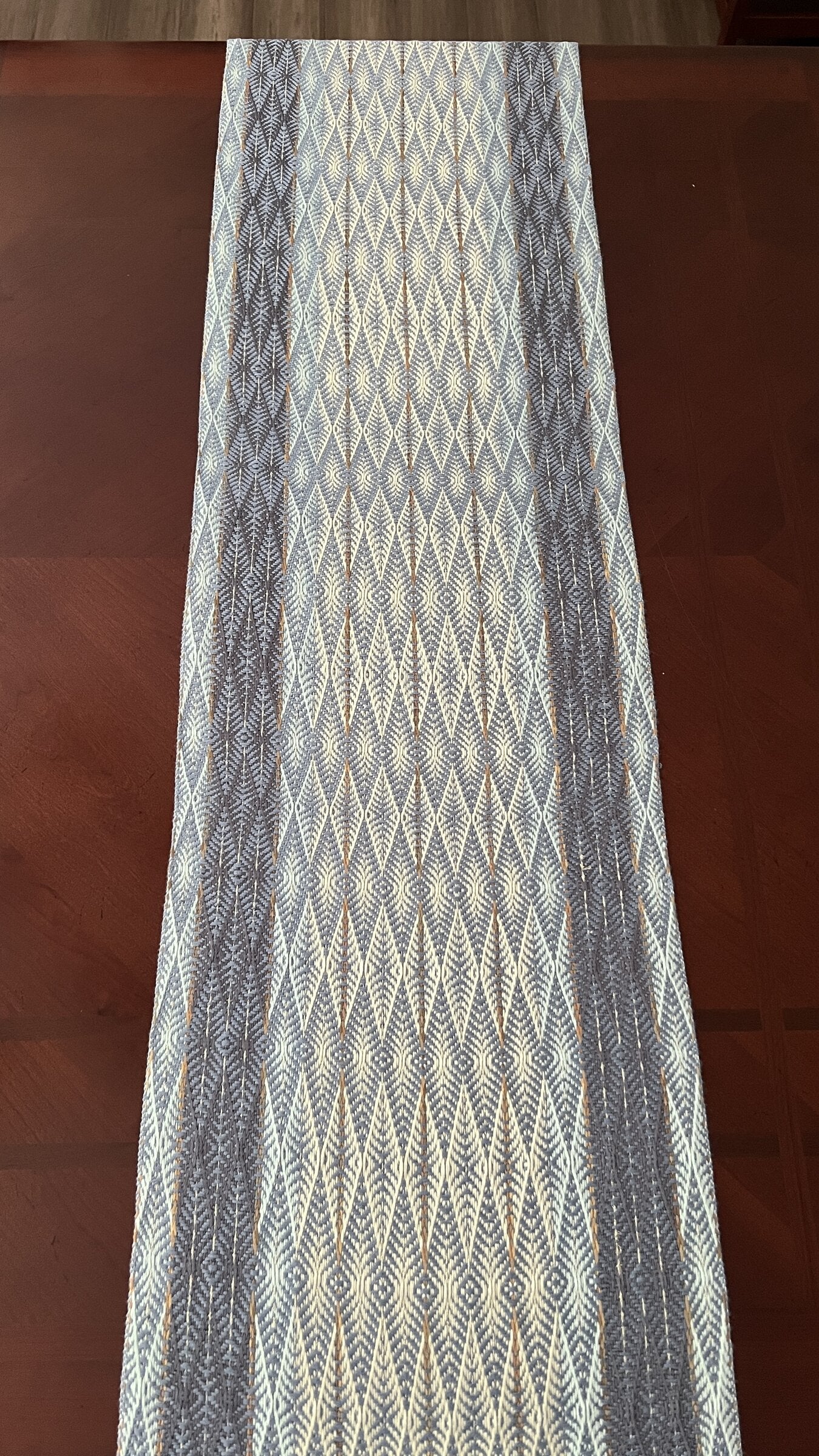 Handwoven Blue Steel Bamboo Table Runner
