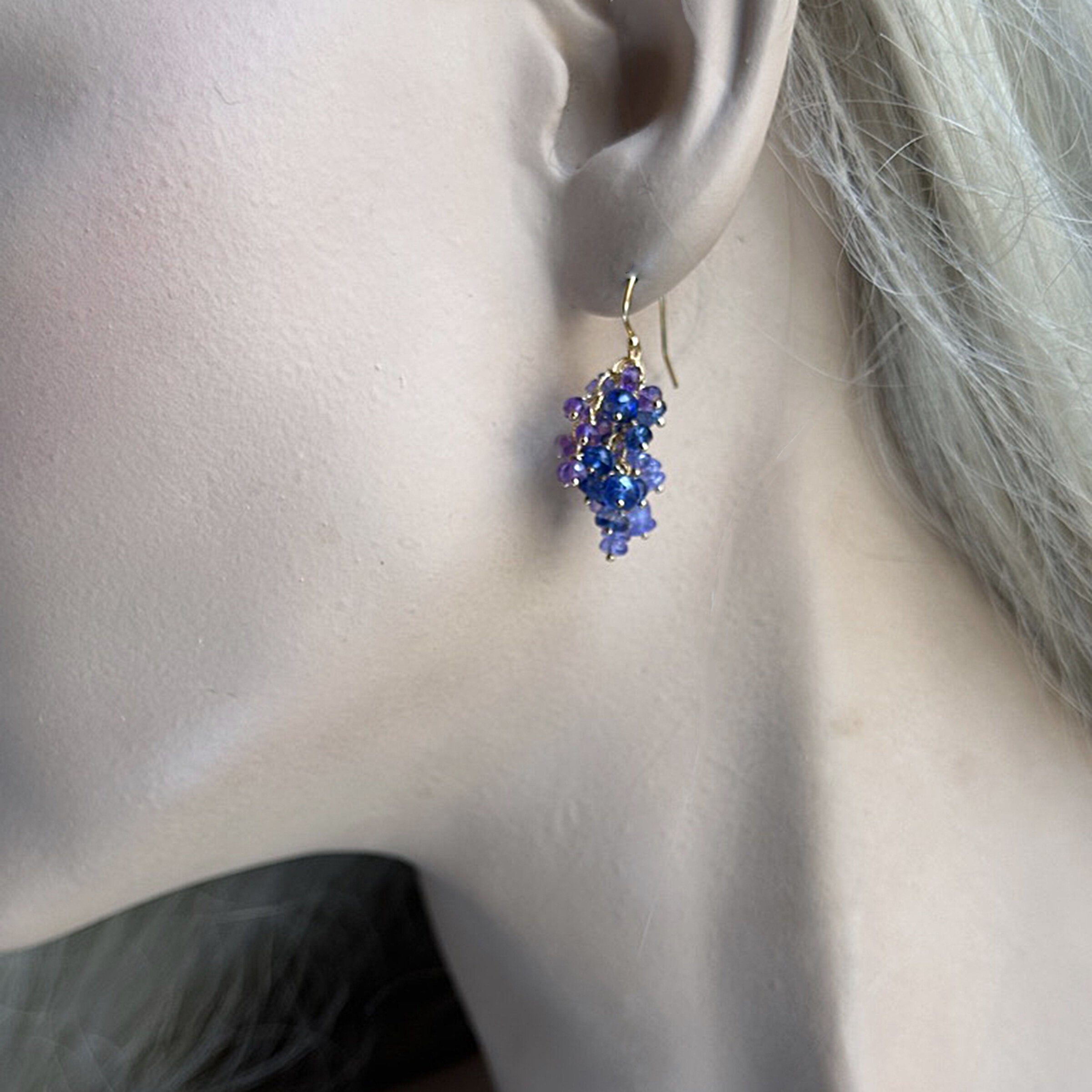 Midnight Gemstone Gold Earrings