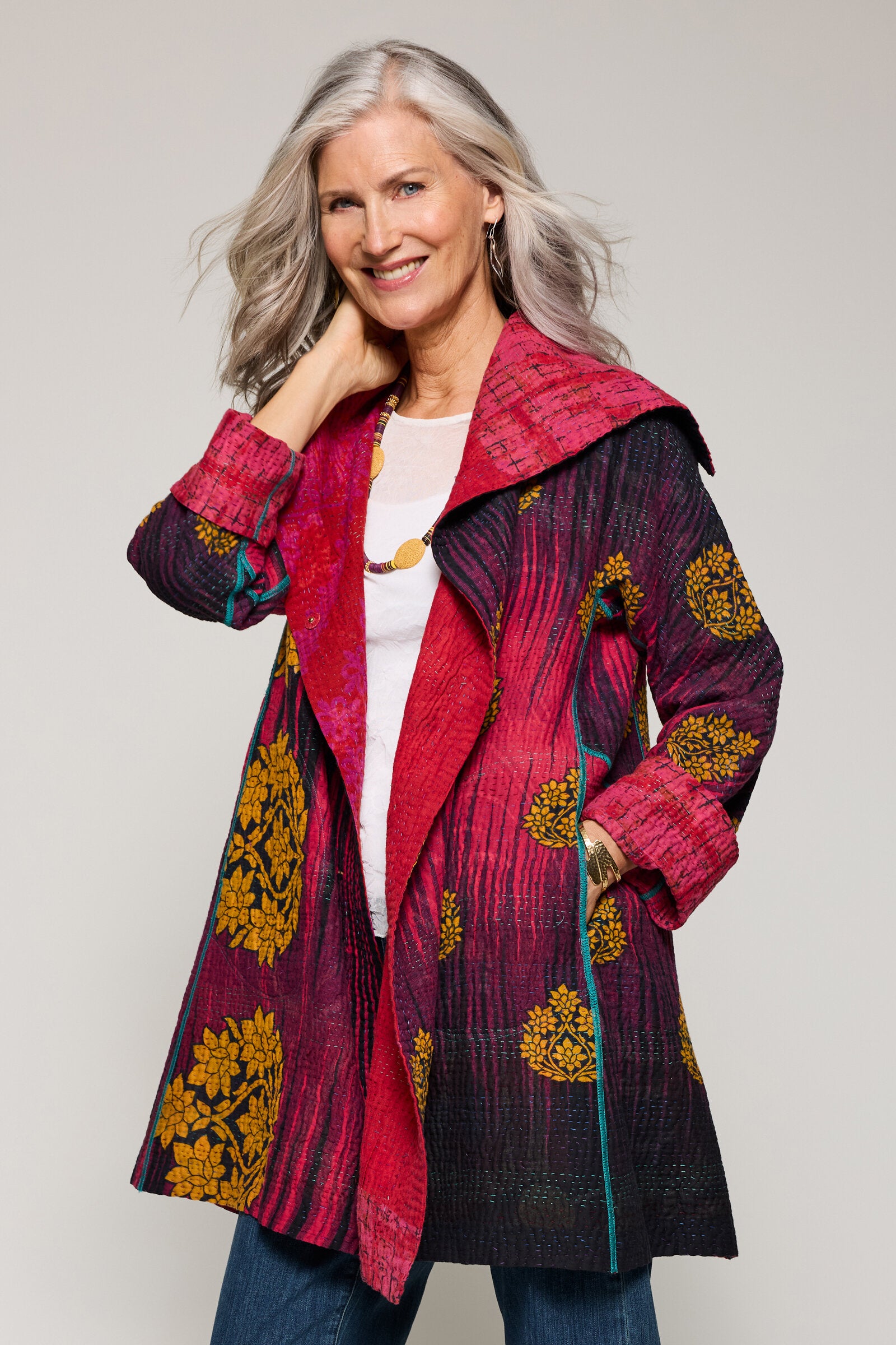 Vintage Cotton Kantha A-Line P. Coat