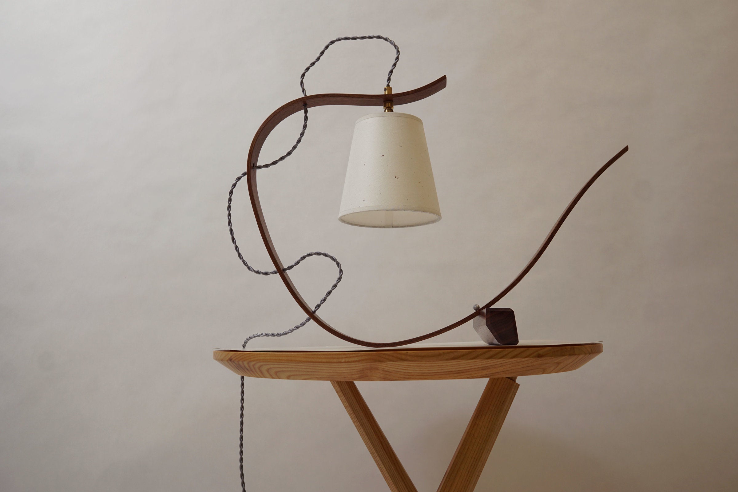 Bent Table Lamp in Walnut