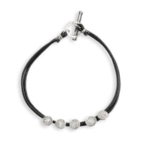 Five Silver Discs Leather Bracelet