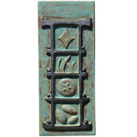 Torii Totem in Antique Teal Gloss & Steel Matte Glazes