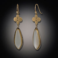 Gold Medium Multidisc Earrings with Moonstone Drops