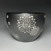 Black Floral Serving Bowl
