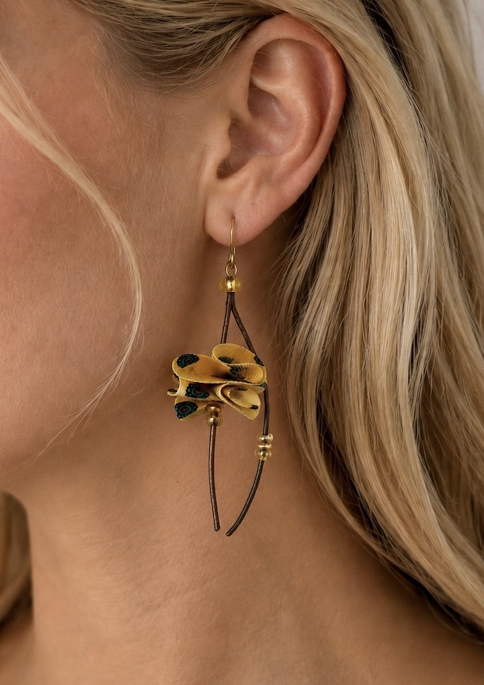 Yellow Silk Blossom Earrings
