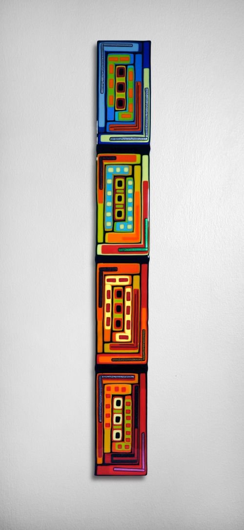 Log Cabin Triptych Wall Panels