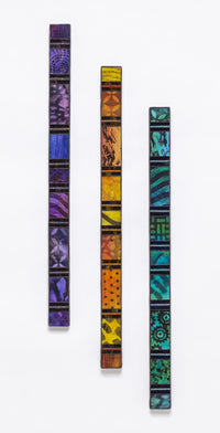 left to right: Purple, Orange, Green