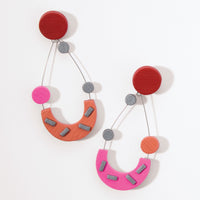 Dropped Moon Raspberry Orange Earrings