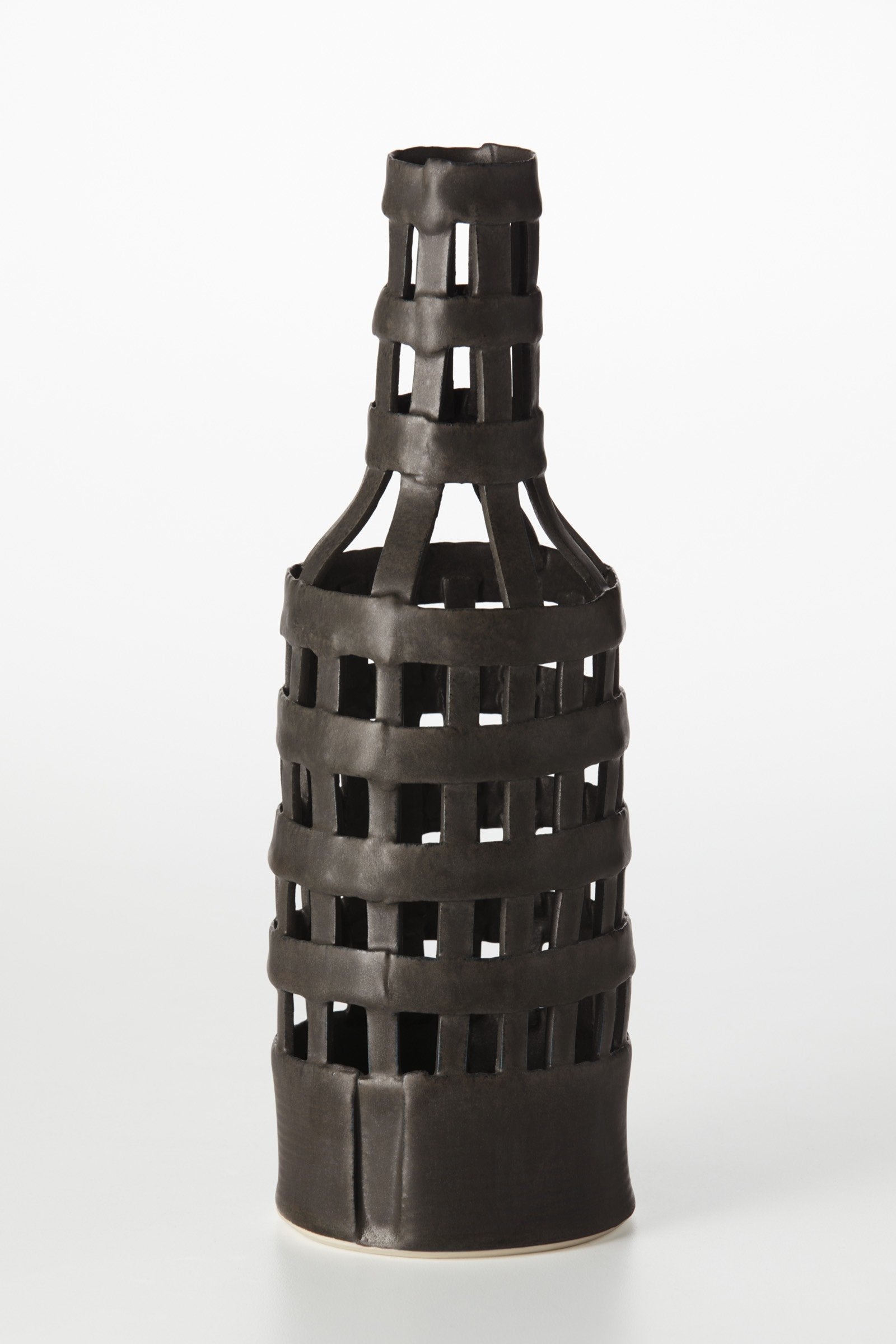 Lattice Bottle Vase in Black