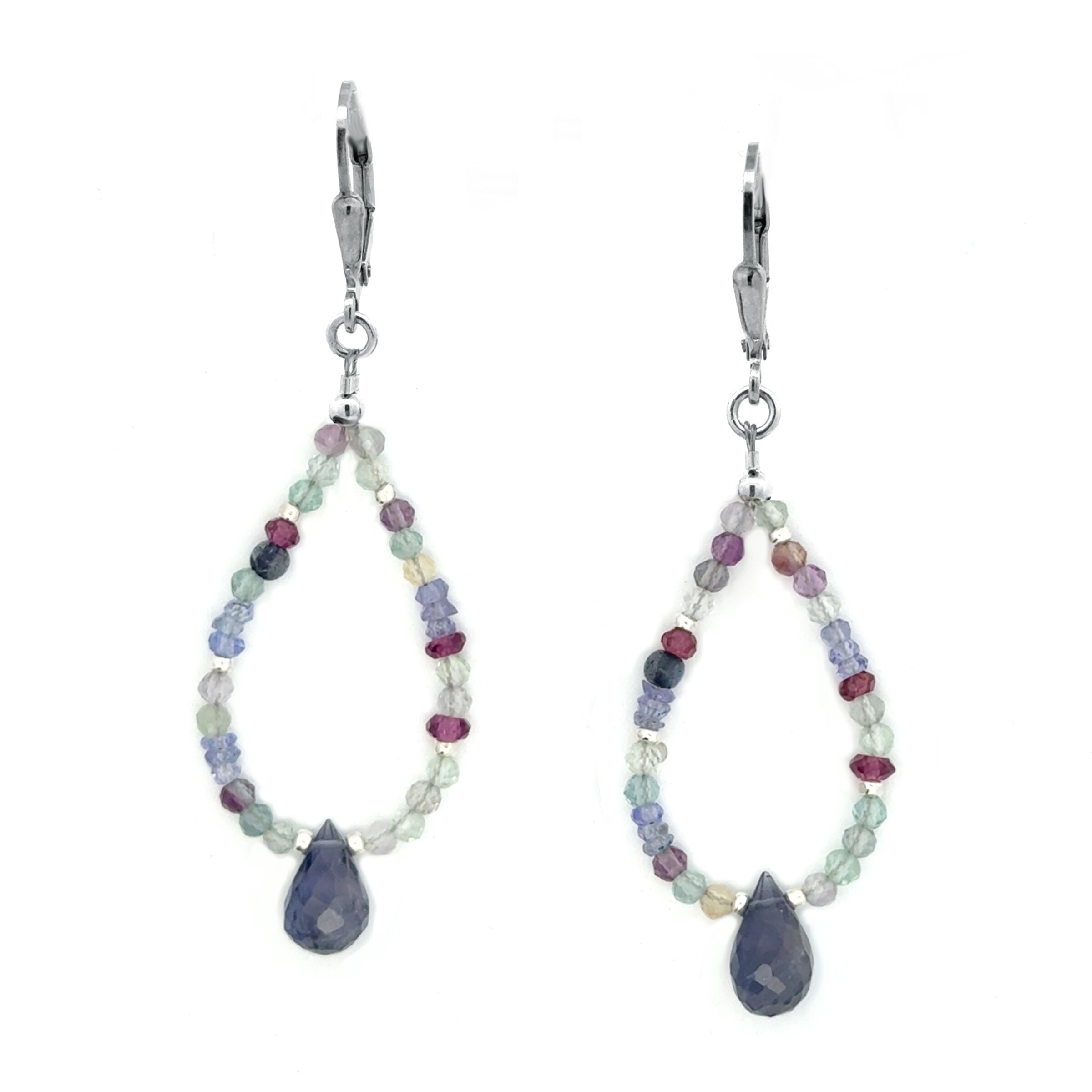 Iolite & Fluorite Drop Earrings