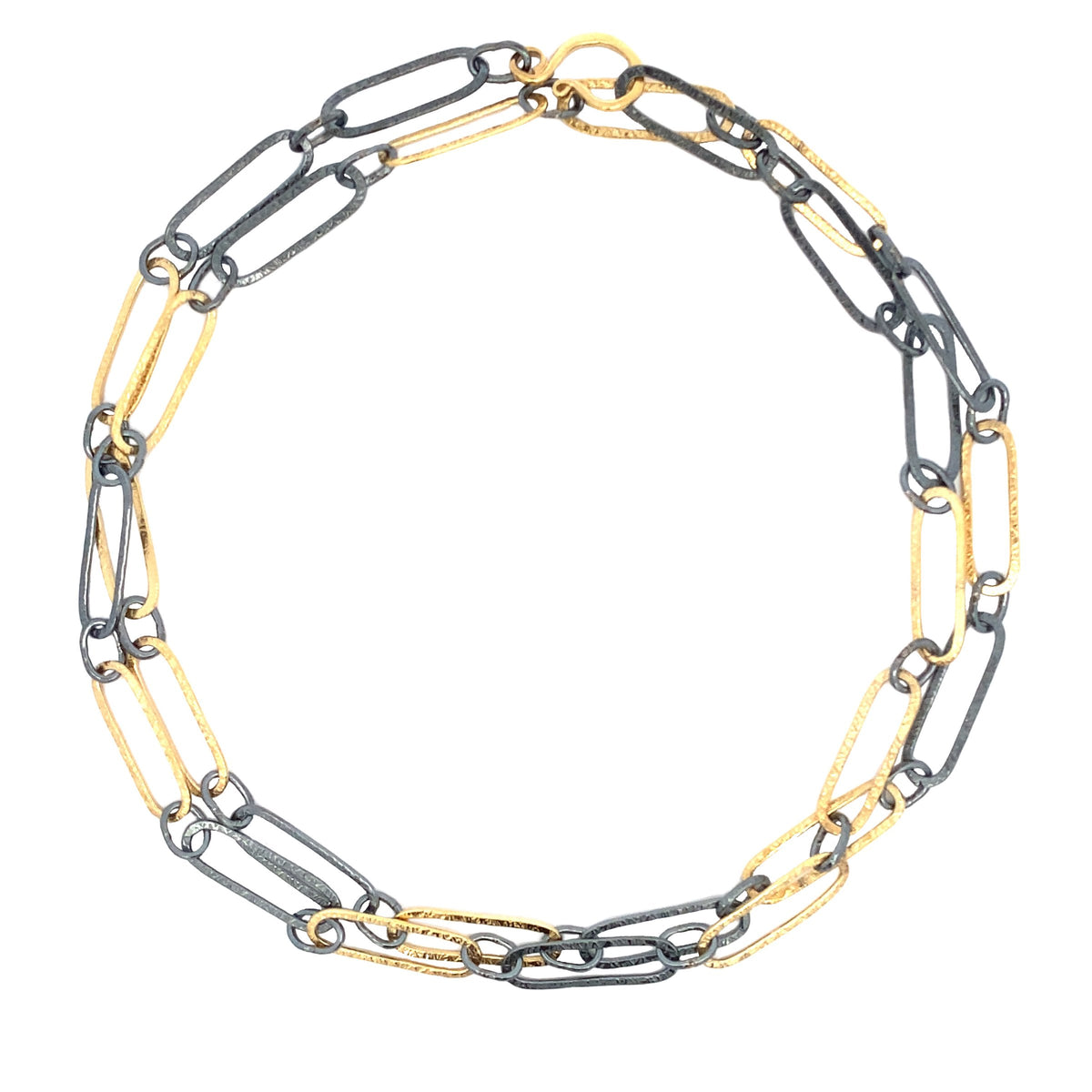 Black & Gold Textured Oval Chain