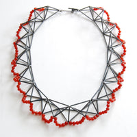 Lacy Red Bead Edge Necklace