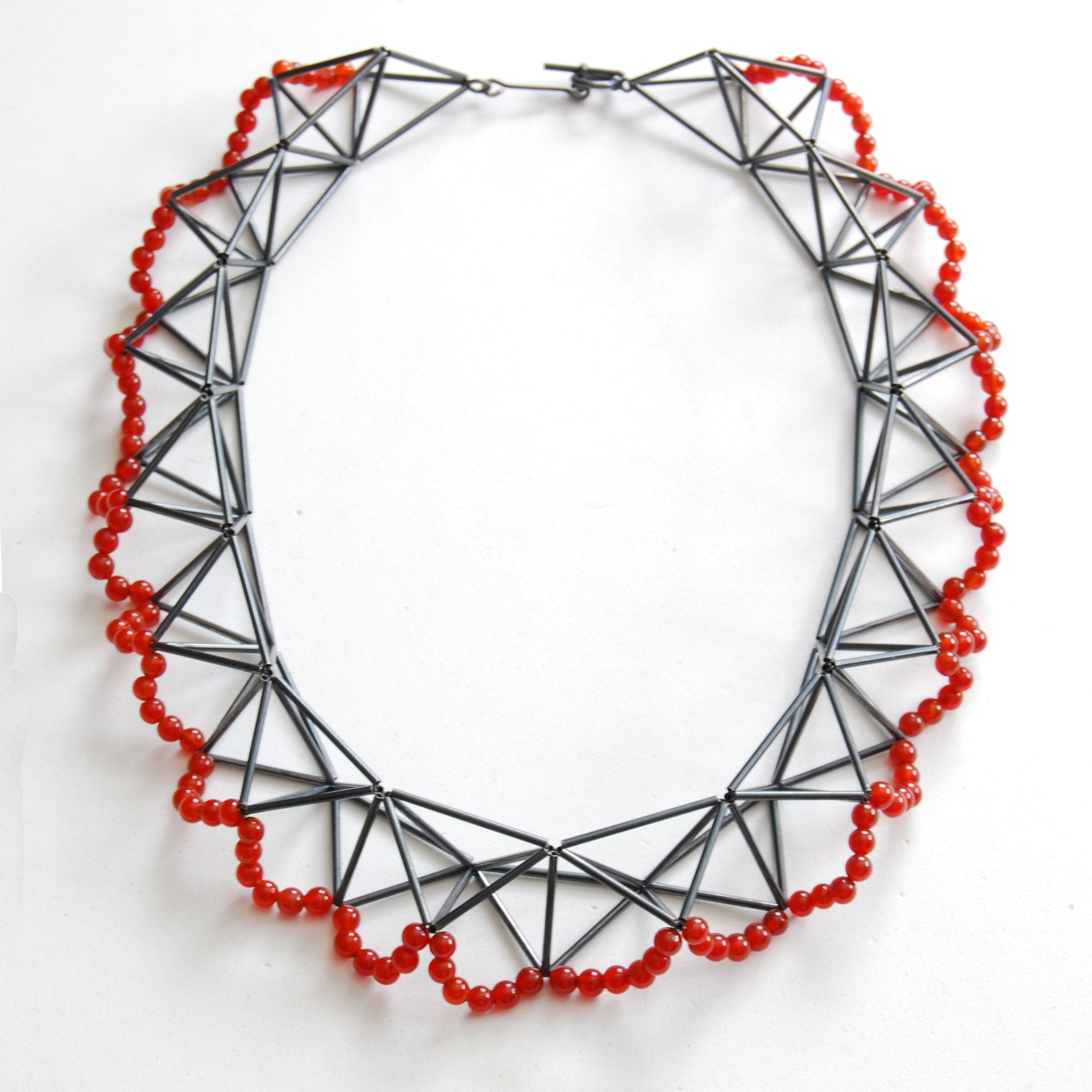 Lacy Red Bead Edge Necklace