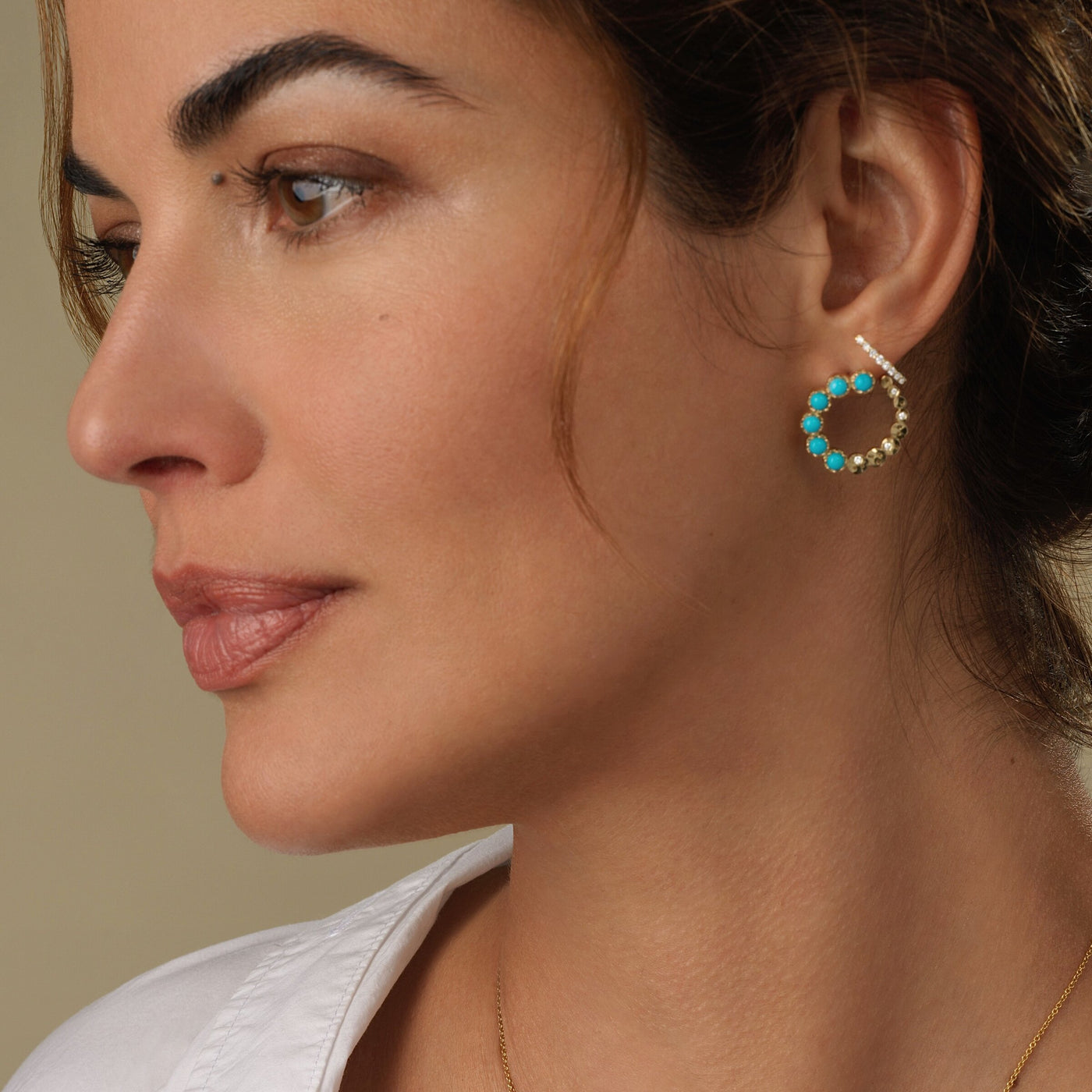 Small Sun, Moon & Turquoise Circle Earrings