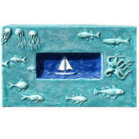 Sail Boat Marine Tile in Seafoam & Sapphire Blue