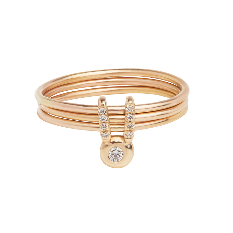 Lucky Rabbit Bunny Three Band Ring