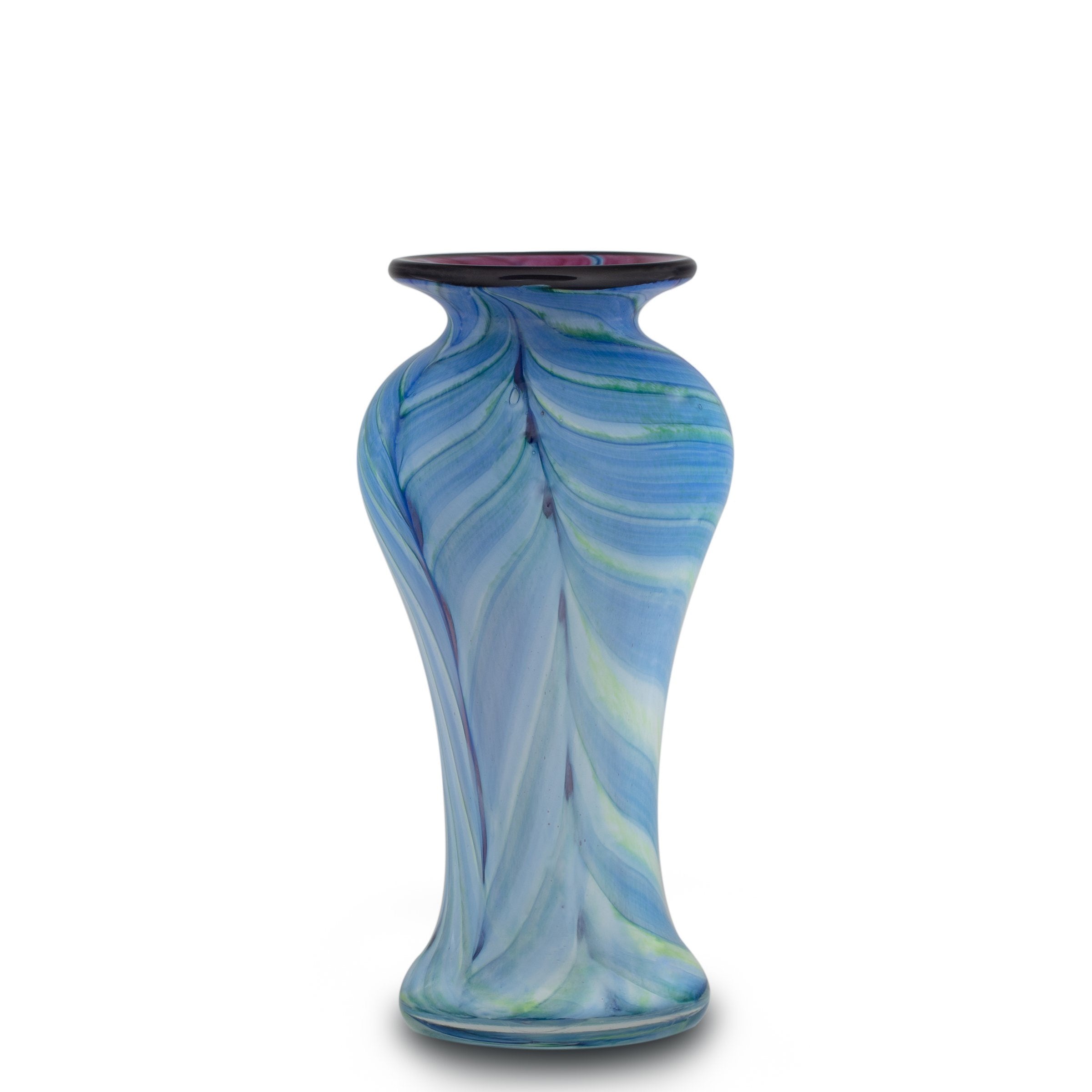 Green and Blue Feathered Slender Vase