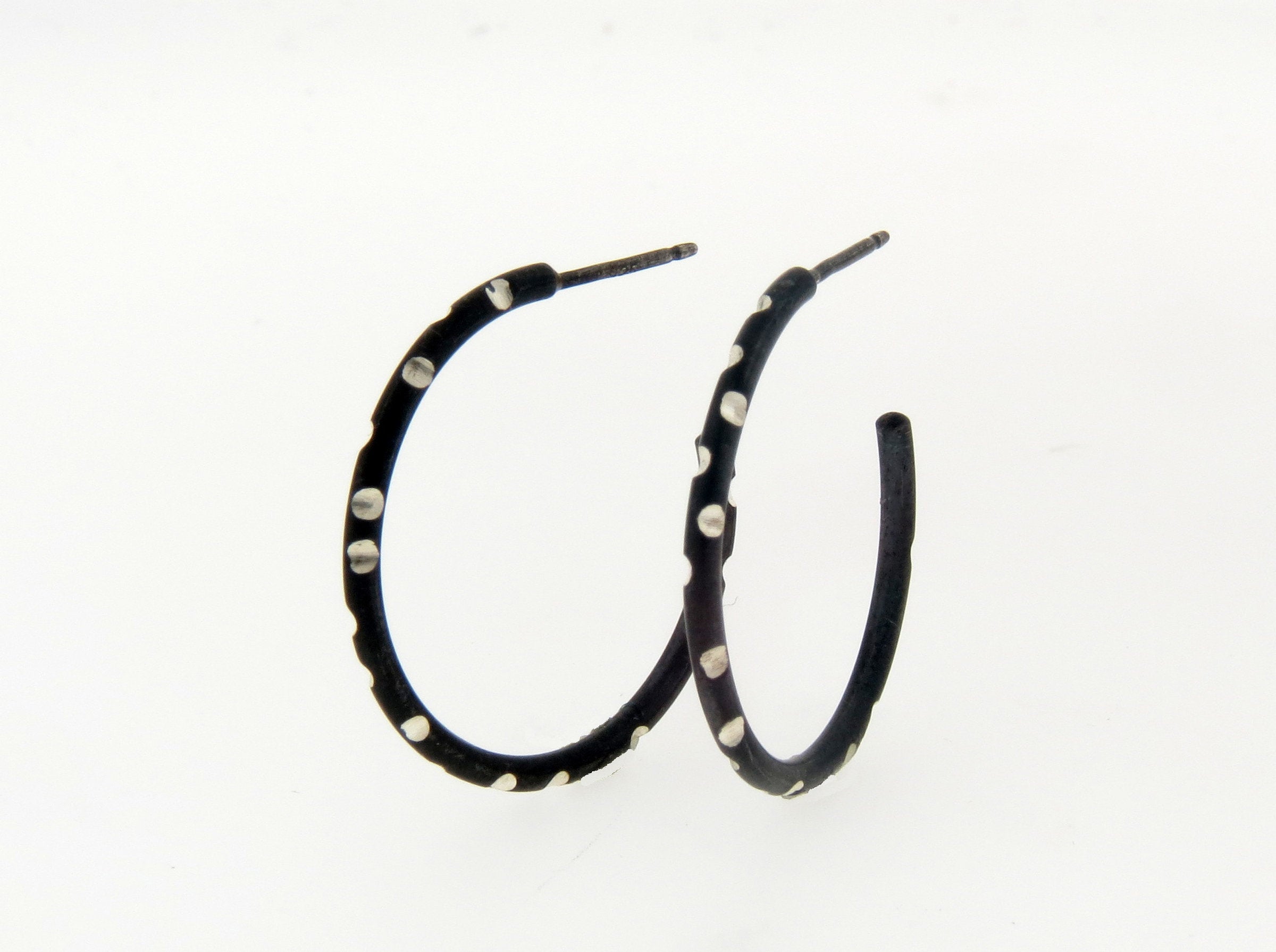 Small Oxidized Silver Hoop Earrings