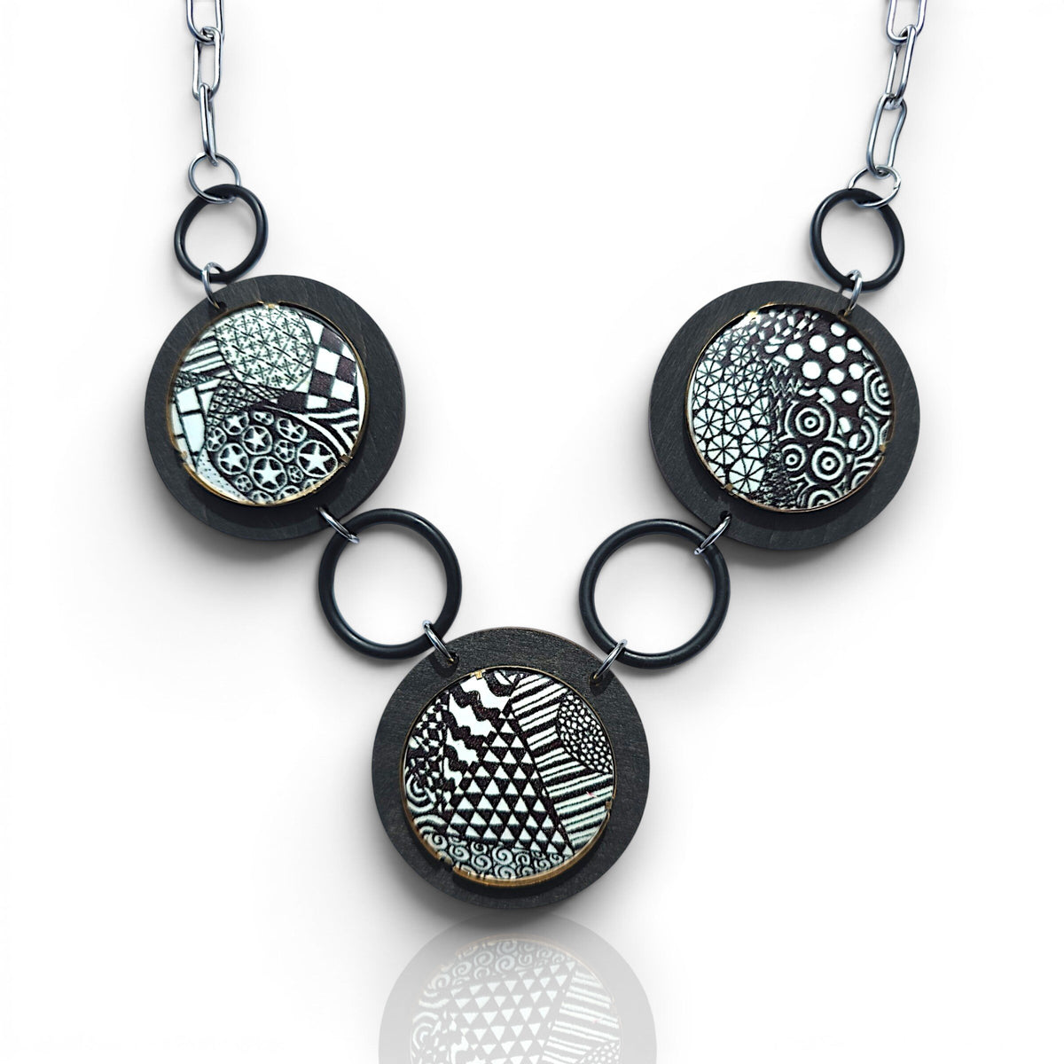 Geometric Mosaic Linked Necklace