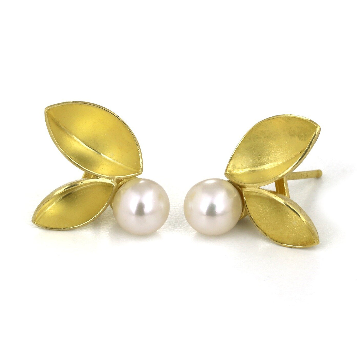 Marquise Leaf & White Pearl Earrings