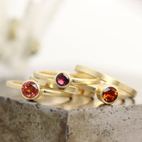 Yellow Gold Gemstone Stacking Ring Set