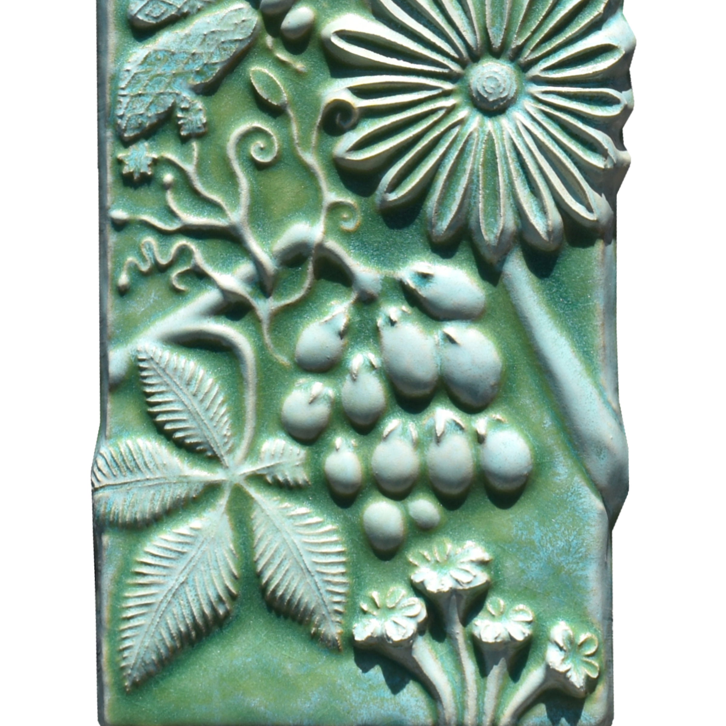 Botanical Tile in Patina Green Glaze