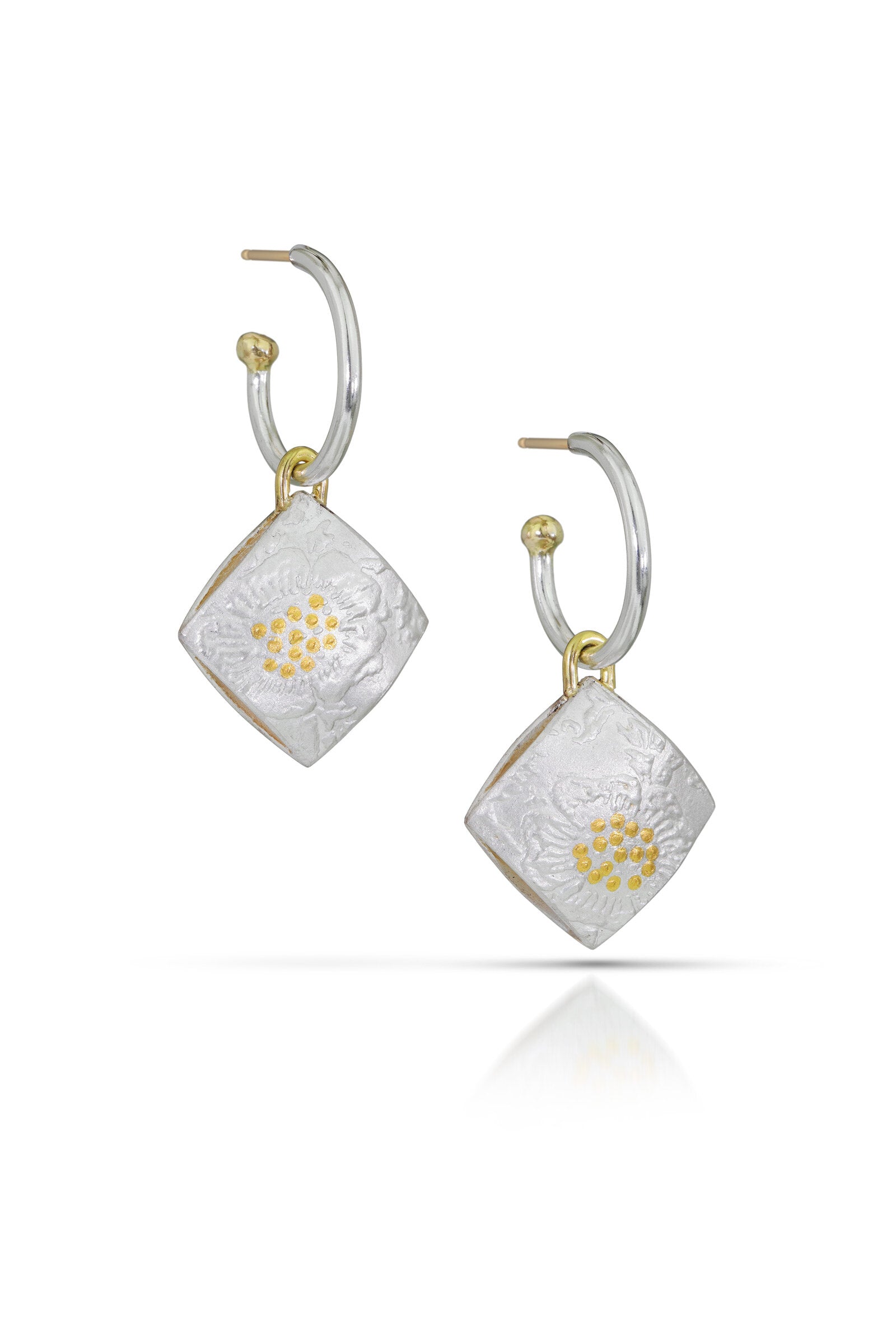 Vintage Flower Hoop Charm Earrings