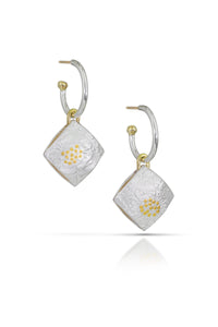 Vintage Flower Hoop Charm Earrings