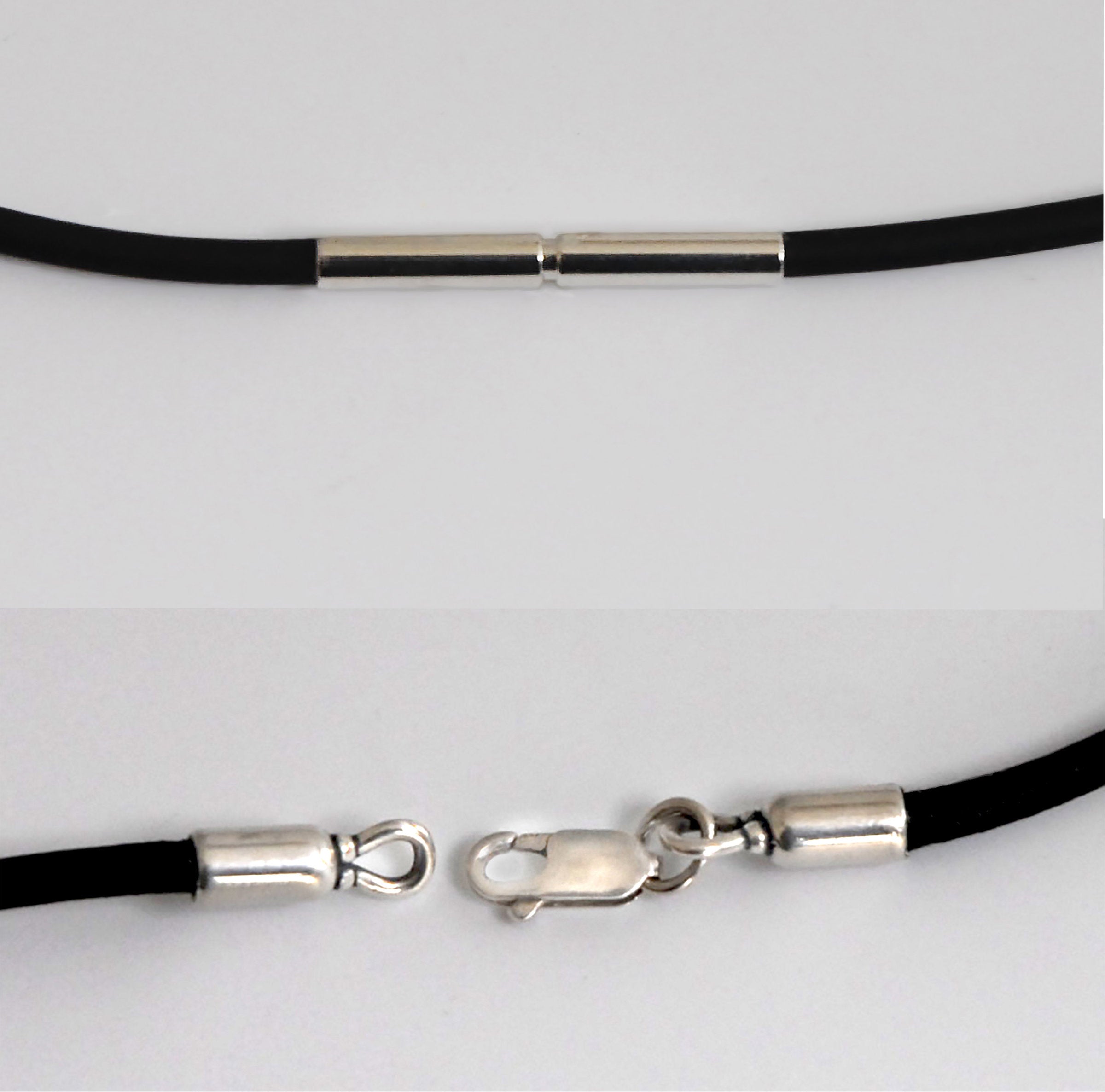 Rubber Cord with Bayonet Clasp (top) and Leather Cord with Lobster Clasp (bottom)