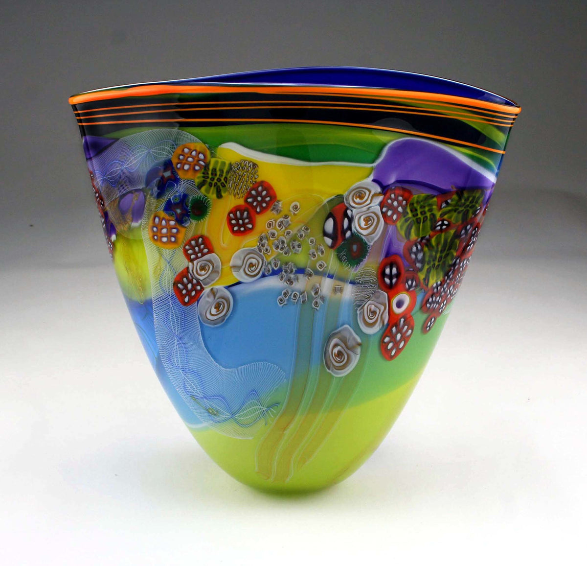 Color Field Vessel in Lime and Aqua