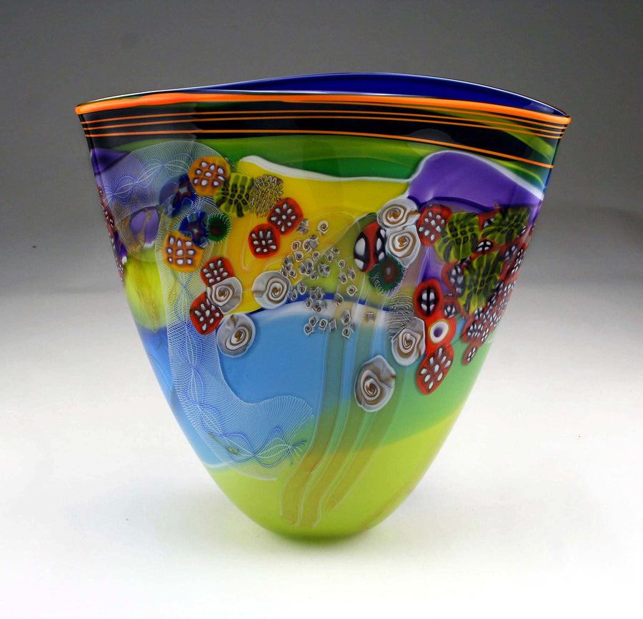 Color Field Vessel in Lime and Aqua