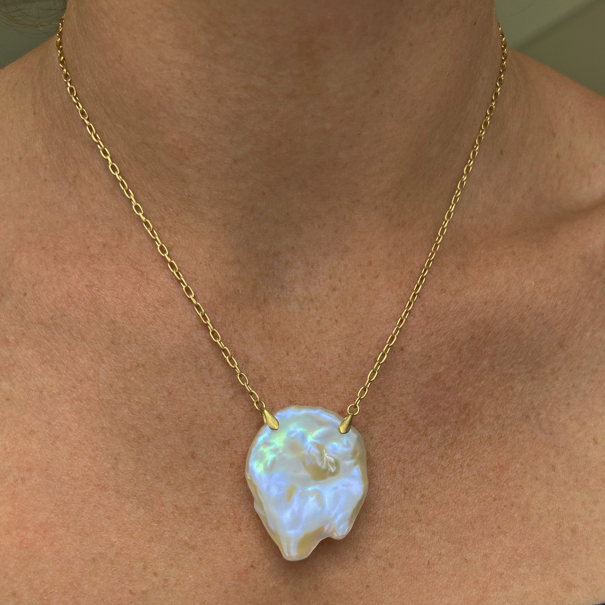 Dripping Pearl Coin Necklace