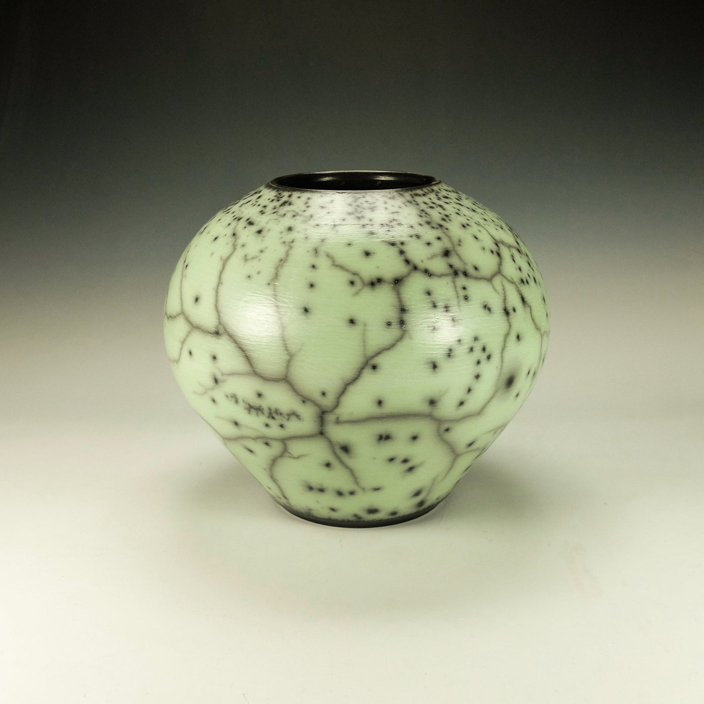 Round Green Raku Pottery
