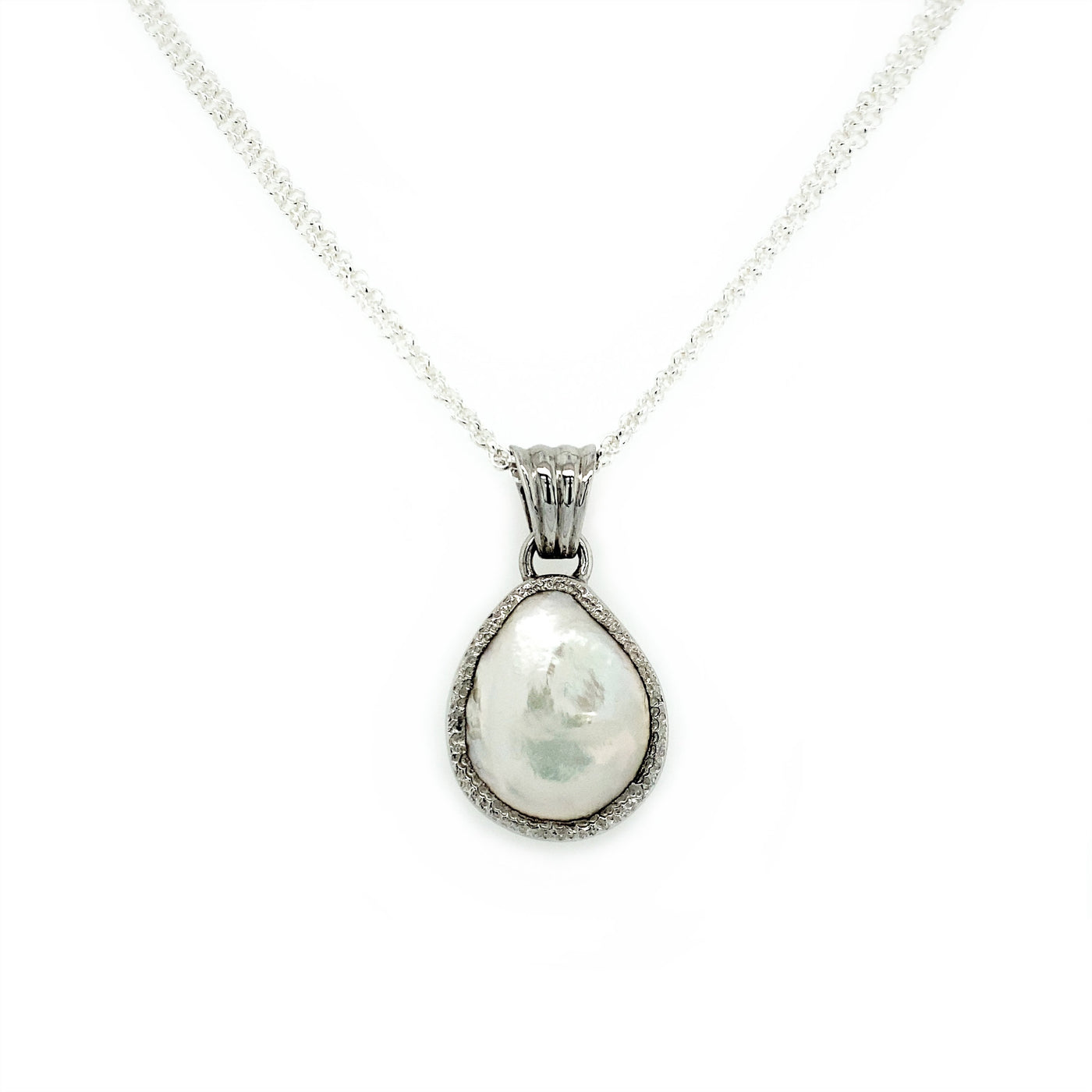 Silver Baroque Pearl Pendant Necklace