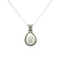 Silver Baroque Pearl Pendant Necklace