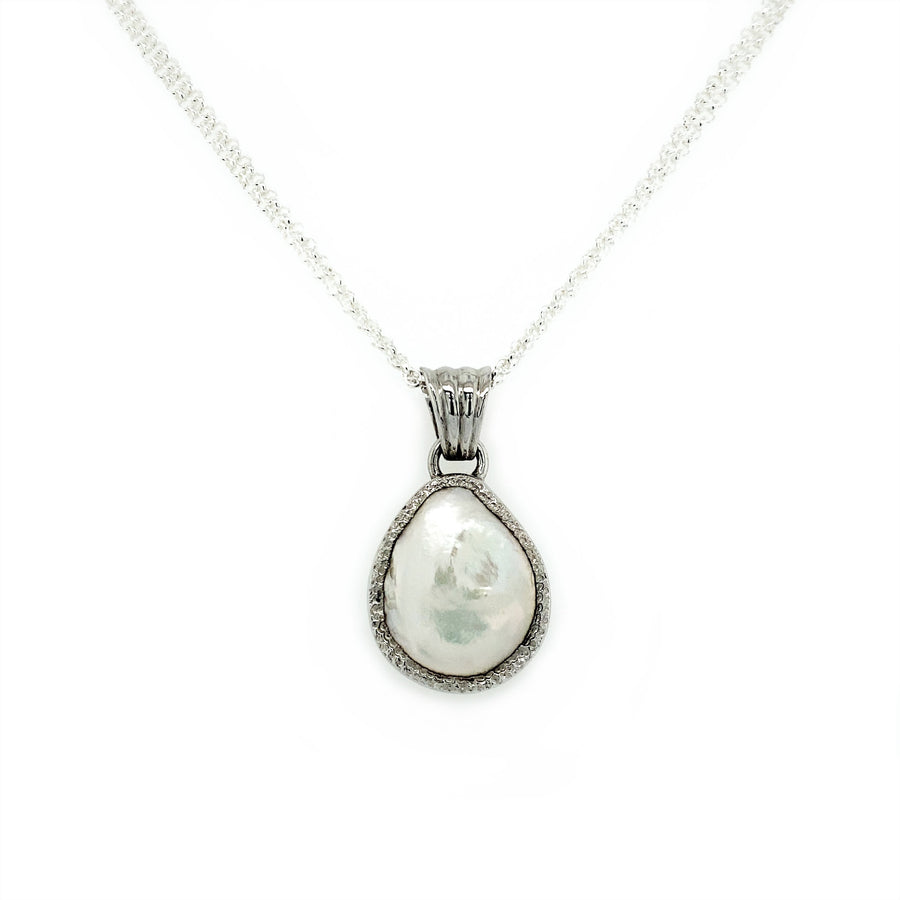 Silver Baroque Pearl Pendant Necklace