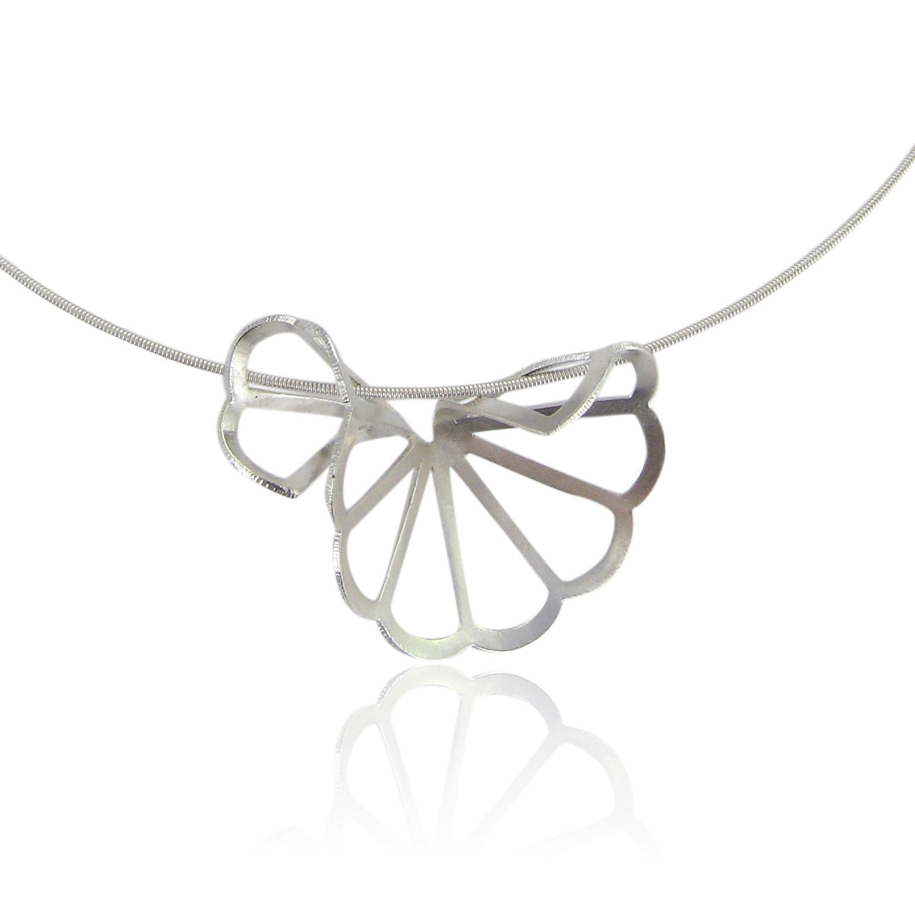 Cloud Fold Bright Silver Necklace