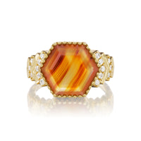 Hex Agate Chevron Steps Ring