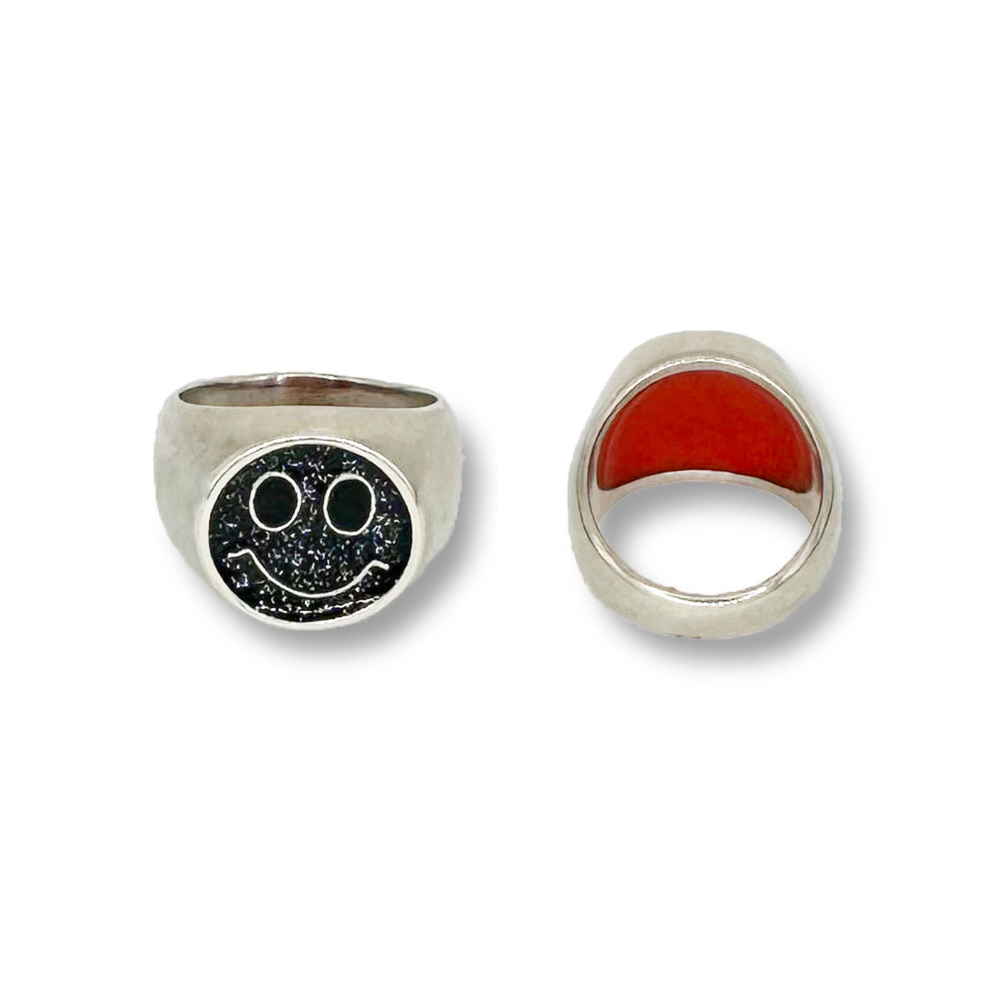 Enameled Round Smiley Face Ring