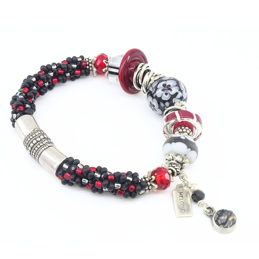 Black, White & Red All Over Bracelet