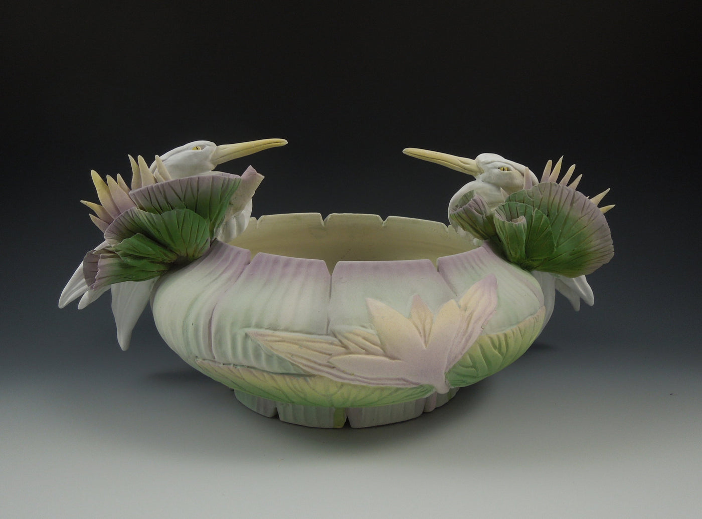 Two Heron Waterlily Vessel