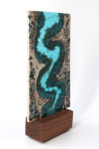 Light Aqua Meander on Walnut