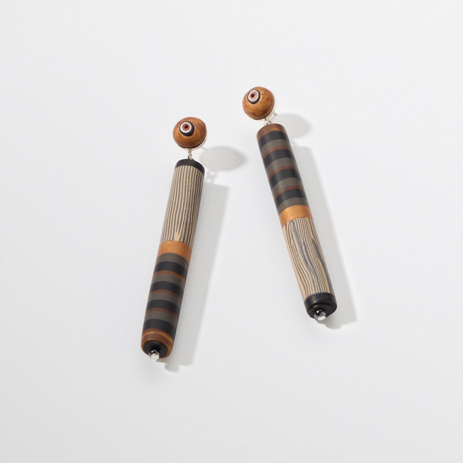 Old Gold Tube Dangle Earrings