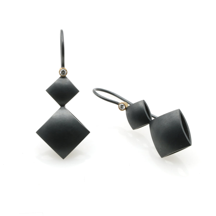 Oxidized Cushion Drop Earrings