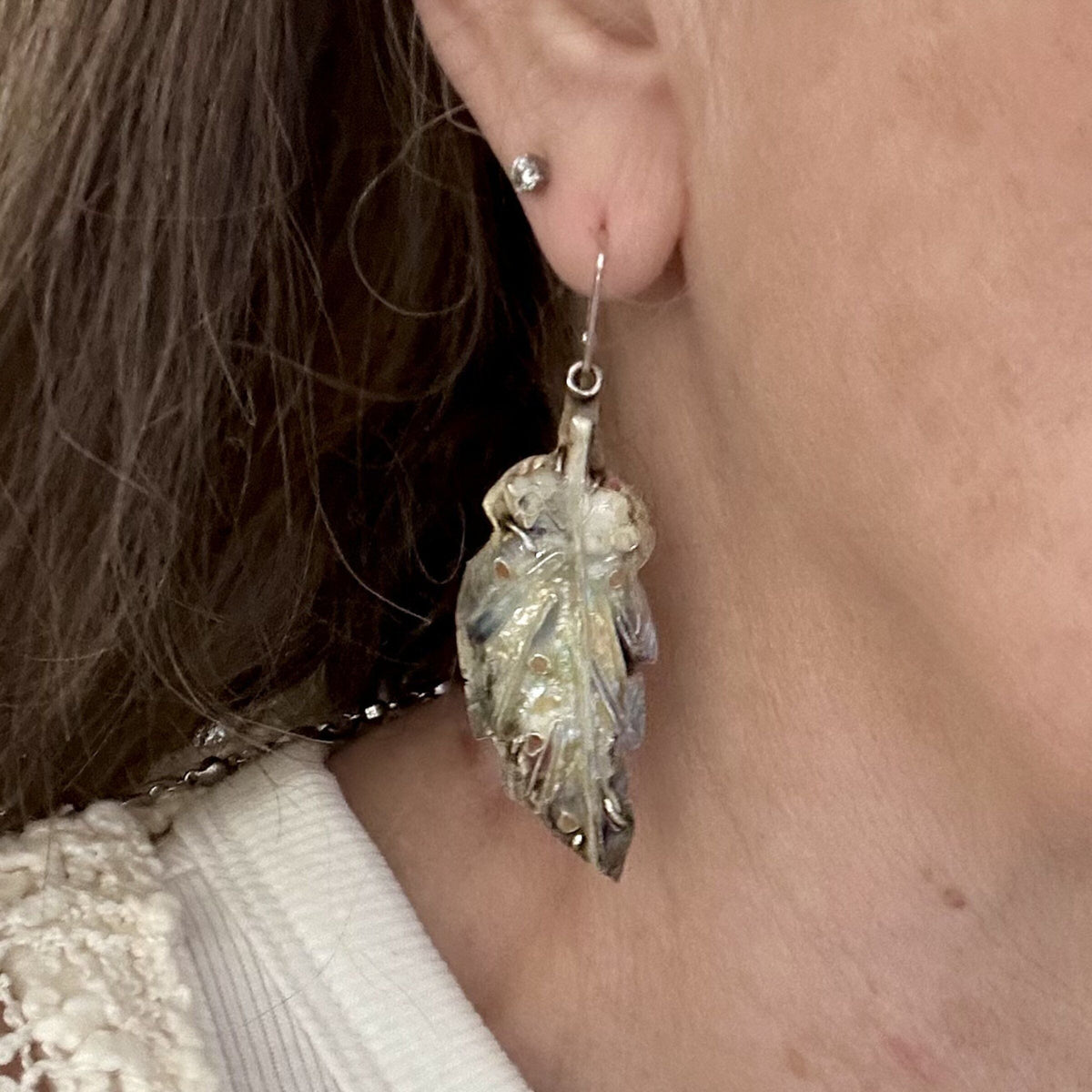 White Feather Talisman Earrings